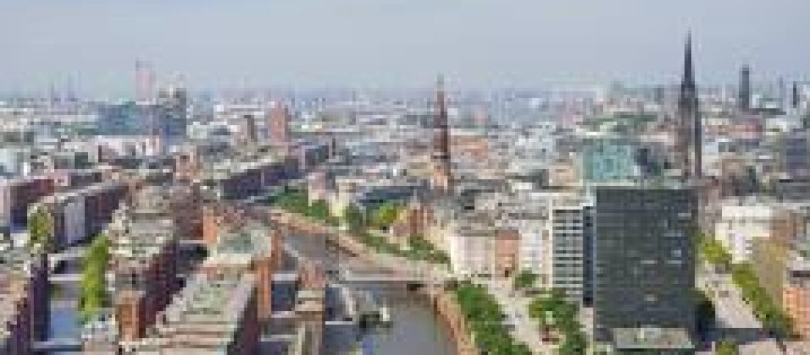 Aerial view of Hamburg and Hamburg port
